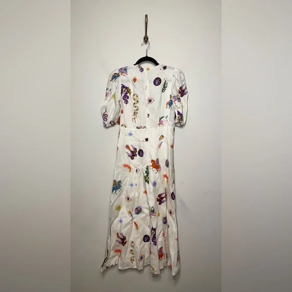 ALEMAIS Aether Abstract Print Linen Midi Dress - Picture 8 of 10
